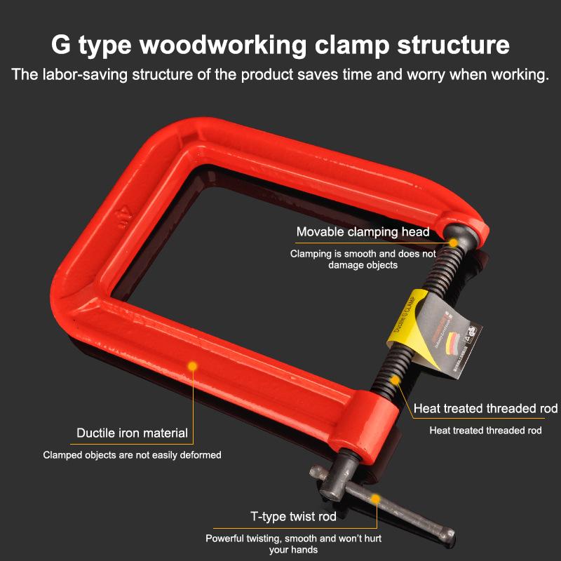 Woodworking Clamp - С-образный зажим G-типа с глубоким вылетом,